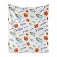 thumbnail image 1 of Fish Soft Flannel Fleece Blanket, Underwater Life Themed Art with Tropical Goldfish and Mackerel in Pastel Watercolors, Cozy Plush for Indoor and Outdoor Use, 60" x 80", Multicolor, by Ambesonne, 1 of 6