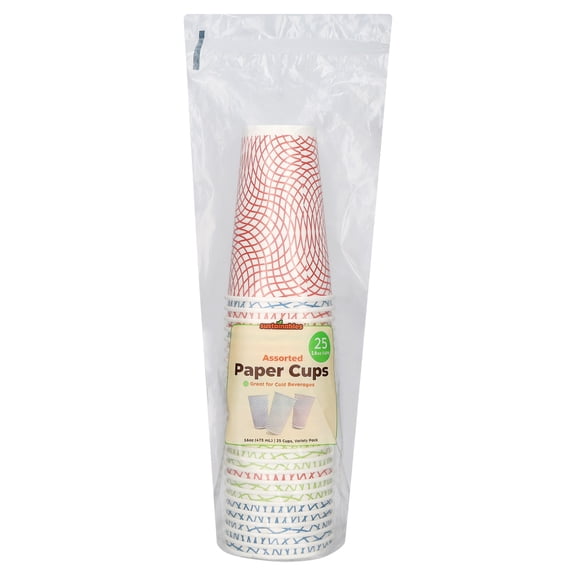 Sustainables 16 oz Assorted Paper Cups, 25 Count
