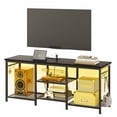 thumbnail image 5 of Tomnk TV Stand for 55 Inch TVs, Entertainment Center with Charging Station and Lights, Open Storage Shelves with Sound Rack, Media Console for Living Room and Bedroom, Black, 5 of 8