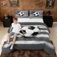 thumbnail image 3 of meiyoeat Vintage Soccer Sport Full Size Comforter Sets for Boys, American Flag Bedding Comforter Set, Grey White, Black Reversible, 3pcs, 1 Comforter and 2 Pillowcases, 3 of 6