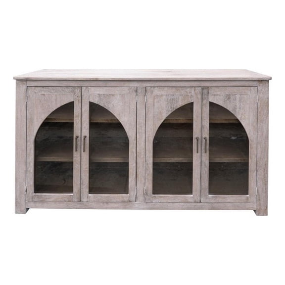 Crafters and Weavers 70" Acropolis Solid Wood 4-Door Console in White