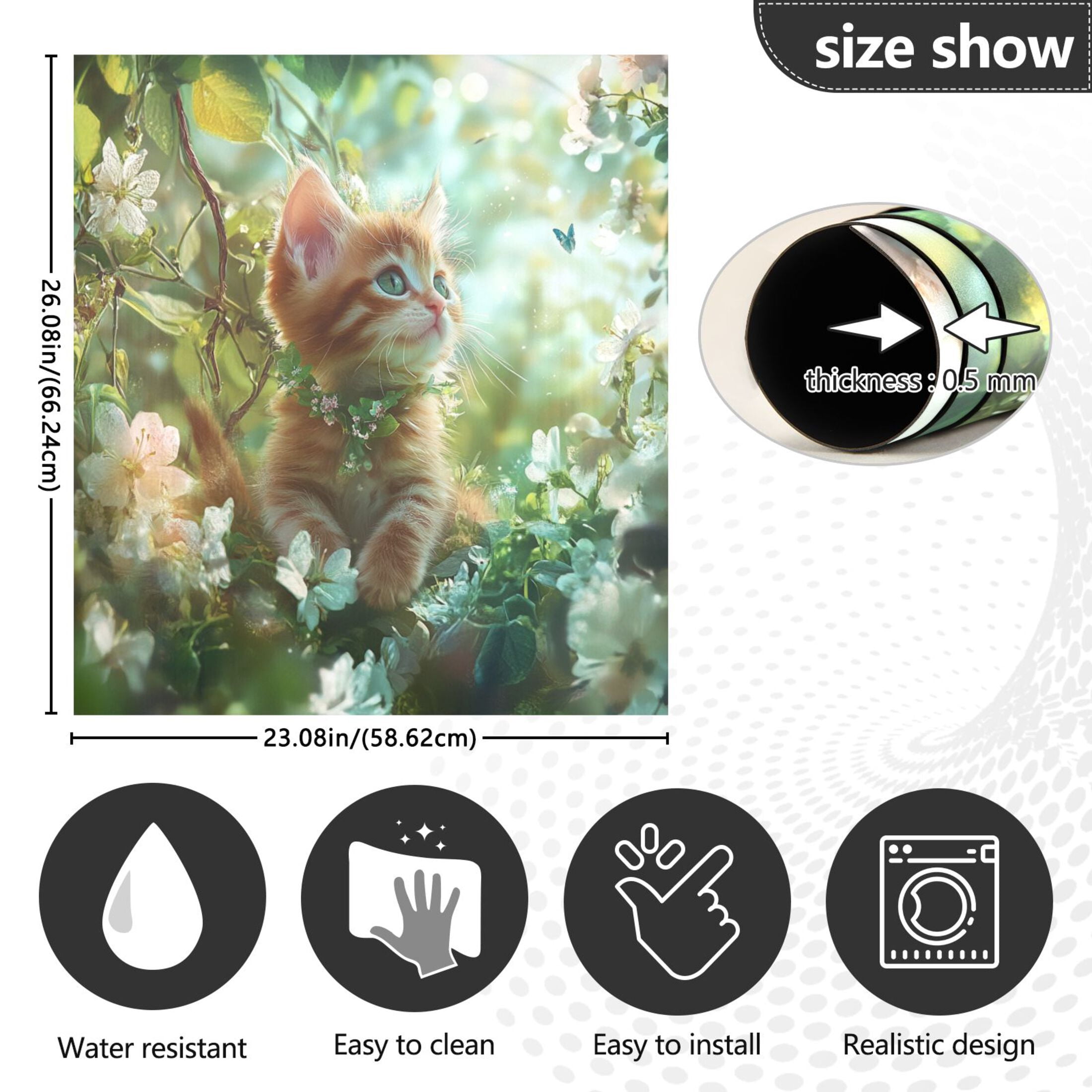 Dishwasher Magnetic Sticker 23x26 Inch Refrigerator Magnetic Sticker Washing Machine Magnetic Sticker Kitchen Panel Magnetic Sticker Home Decor Flower World Kitten