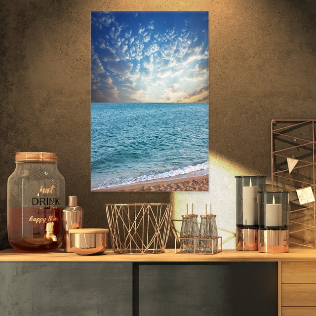 Fasting Moving Clouds Over Blue Beach - Modern Beach Canvas Art Print