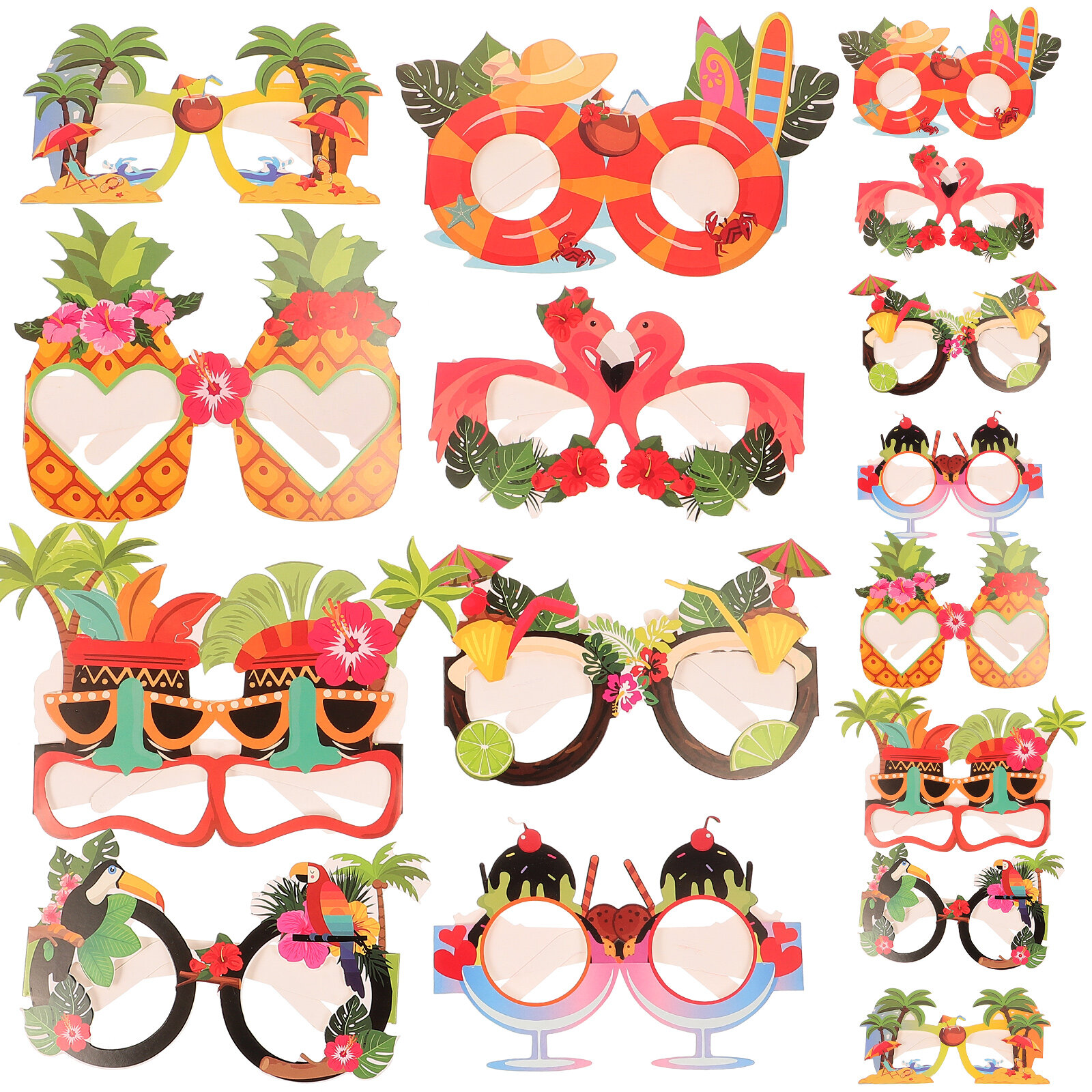 OUNONA 24pcs Beach Party Paper Glasses Decor Colorful Hawaiian Party