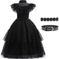 thumbnail image 2 of EKEZ Wednesday Addams Fancy Dress for Girls with Layered Tulle and Belt for Ages 4-10, Size 4T, 2 of 7