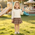 thumbnail image 2 of Mnyotv Back to School Outfits for Girls Fall Clothes Long Sleeve Sweater and Mini Plaid Skirts Size 6-7Years, 2 of 6