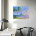 thumbnail image 4 of Creowell  Beach Wall Art Canvas Beautiful Hawaii Sunset Landscape Picture Prints Sea Palm Tree Painting Pink Colorful Bathroom Decoration 20x16in, 4 of 6