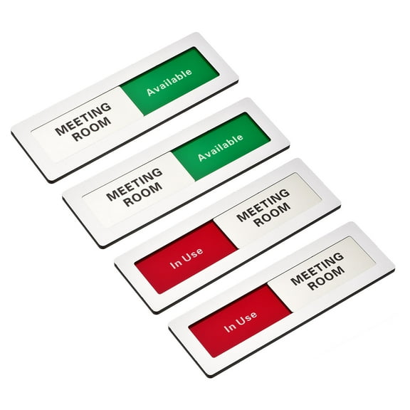 Uxcell Office Door Sign, Meeting Room Available In Use Sign for Office, Silver, Black Letters, 2 Pcs