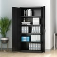 thumbnail image 4 of Metal Storage Cabinet 2 Door Steel Locker Storage Cabinets with Adjustable 4 Shelves for Office Garage Home, Black, 4 of 7