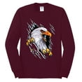 thumbnail image 2 of Torn Ripped Eagle Claws Animal Lover Mens Long Sleeve Shirt, Maroon, Medium, 2 of 3