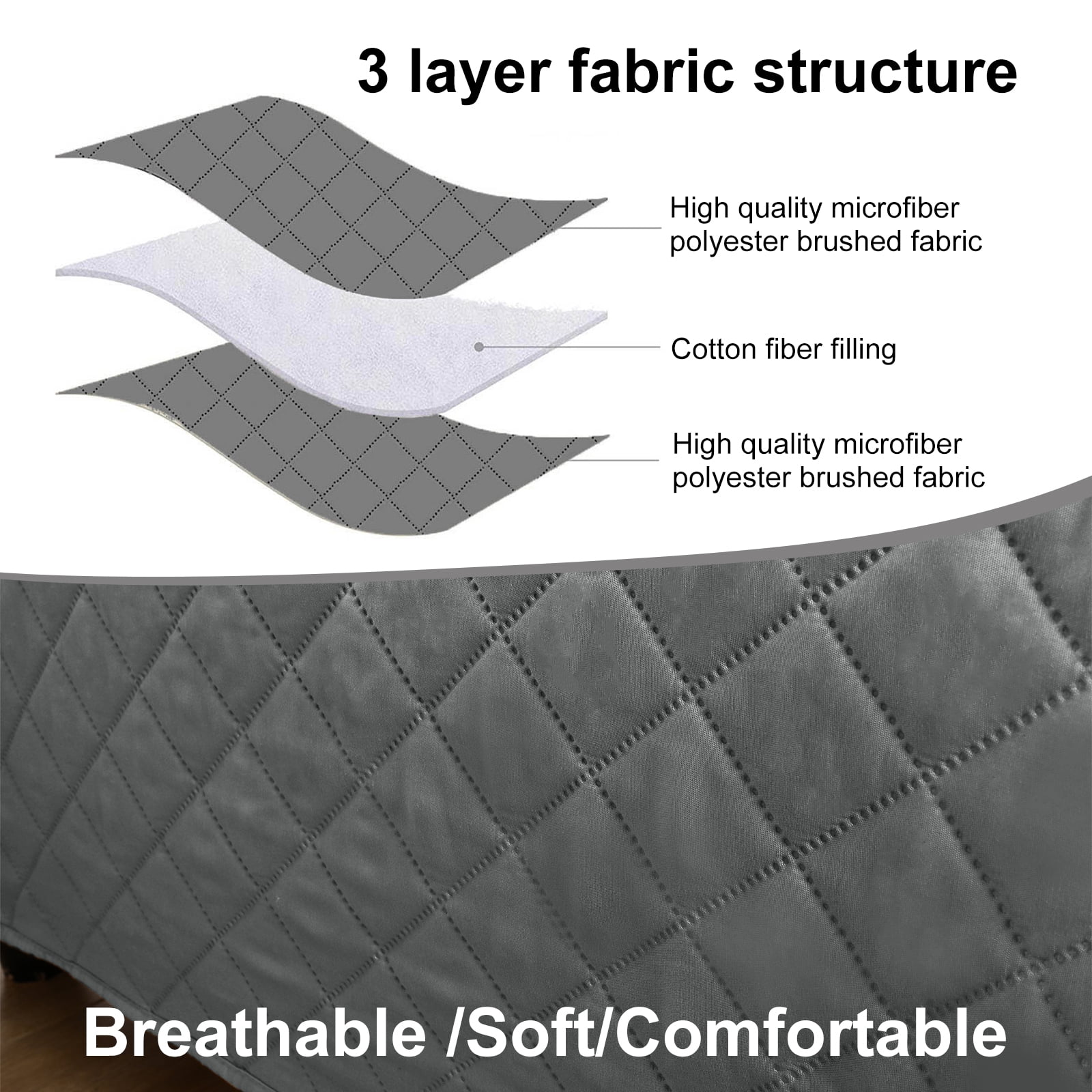 Sanmadrola Recliner Chair Cover Reversible Small Recliner Slipcover for Dogs Seat Width to 28 Inch Washable Couch Cover with Elastic Straps for Kids and Pets(Large Recliner, Grey)
