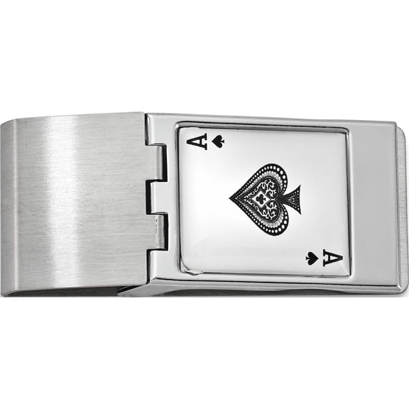 Fashion Silver-Tone Ace Hinged Money Clip Made In China gm12361