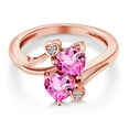 thumbnail image 3 of Gem Stone King 18K Rose Gold Plated Silver Pink Mystic Topaz and White Lab Grown Diamond Ring for Women (1.93 Cttw, Heart Shape 6MM, Gemstone Birthstone, Available in Size 5, 6, 7, 8, 9), 3 of 6