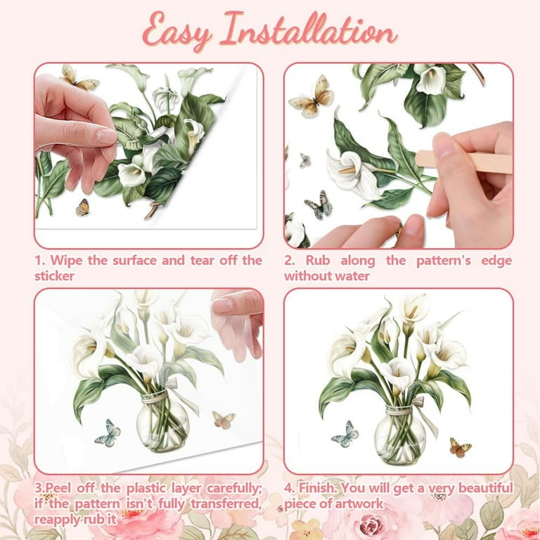 Rub on Transfer Decals for Furniture Crafts 6"x12" 3Pcs White Calla Lily  Flower Waterproof UV DTF Transfer Decals Sticker - Walmart.com