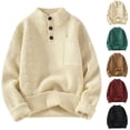 thumbnail image 7 of Brglopf Pullover Sweaters for Men Solid Color Mock Neck Long Sleeve Sweaters Button Henley Cable Knitted Tops with Pocket, 7 of 7