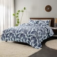 thumbnail image 2 of HORIMOTE HOME Juego de edredón de plantas tropicales, tamaño king, 3 piezas, hojas de palma azules, estilo selva tropical, colchas reversibles con estampado fino, juego de cama suave y ligero para tod, 2 of 5