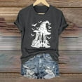 thumbnail image 2 of HCURIBAD Shirts for Women, Women's Alphabet Witch Print Crew Neck Tee Halloween T-Shirt, Womens Graphic Tees, Halloween Shirts for Women 1PC Top Dark Gray M, 2 of 4