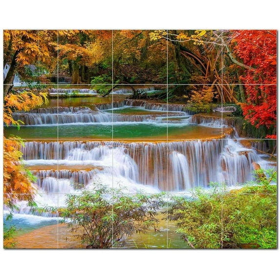 Waterfalls Ceramic Tile Mural Kitchen Backsplash Bathroom Shower, 401784-L54