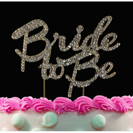 Gold Bride to Be Cake Topper Crystal Bridal Shower Cake
