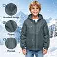 thumbnail image 6 of BFHHYA Boys Winter Coat Teens Youth Casual Zip up Quilted Jackets Windproof Windbreaker Kids Long Sleeve Hooded Outwear with Pockets 5-16 Years, 6 of 8