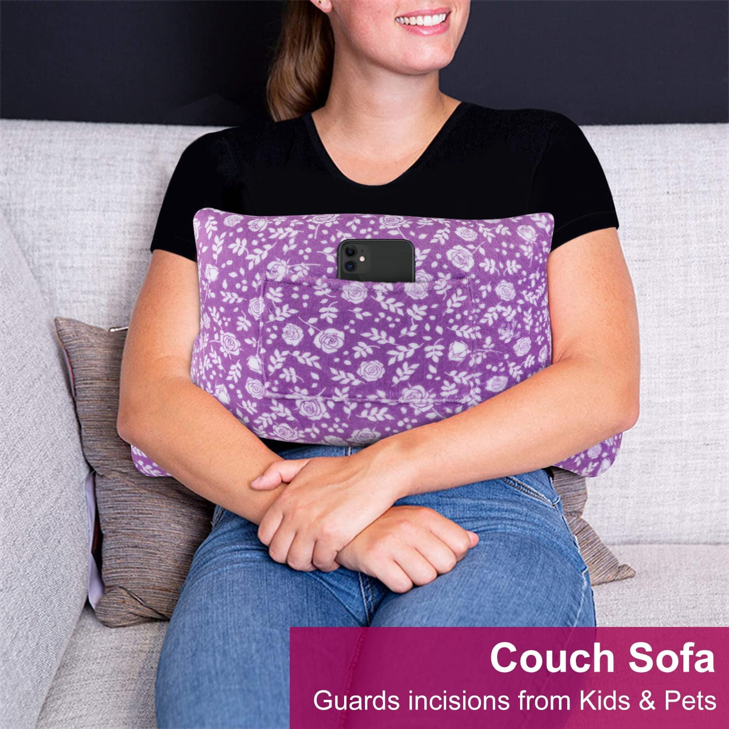 Mastectomy Pillow Plus Size Breast Cancer Gifts for Women After Surgery Healing Pink Pockets Mastectomy Pillow Recovery with Breast Ice Packs Lumpectomy Pillow After Heart Surgery Pillow