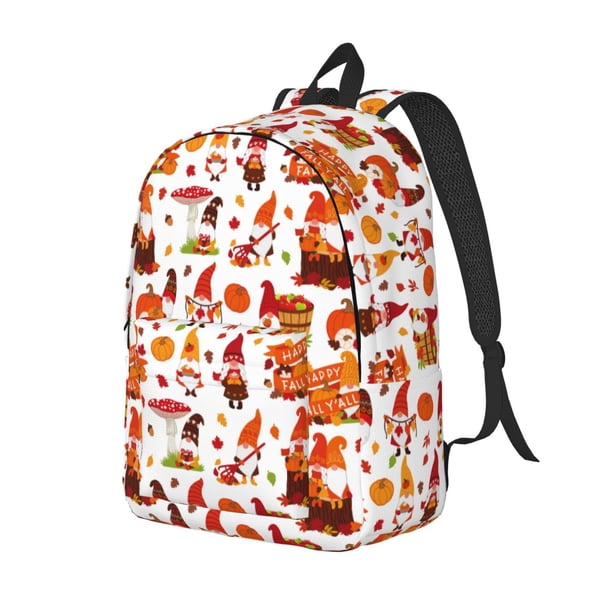 Disketp Autumn Gnome Mochila de Lona Estampada, Mochila Escolar de Viaje Ligera para Estudiantes y Portátil-Small