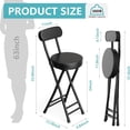 thumbnail image 3 of Folding Stool,Cushioned Padded Folding Bar Stool,24inch Black Height Heavy Duty Portable Chair Stool with 300lbs Capacity for Kitchen Living Room Garden Camping Fishing, 3 of 4
