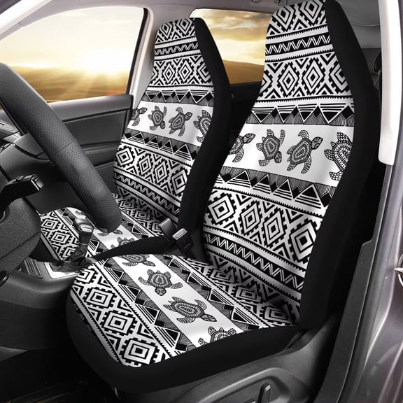 Psesaysky Aztec Sea Turtle Print Car Seat Covers Set of 2 Auto Accessories Protectors Car Decor Universal Fit for Car Truck SUV