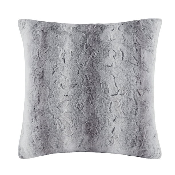 Home Essence Marselle Faux Fur Euro Pillow, 25x25'', Grey