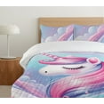 thumbnail image 4 of Ambesonne Unicorn Duvet Cover Set, Galaxy and Dreamy Tales, Twin, Sky Blue Pink Violet, 4 of 4