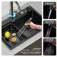 thumbnail image 4 of Waterfall Kitchen Sink, 31.5" Single Bowl Drop In Kitchen Sink with Pull-Out Faucet, Thickened Stainless Steel Digital Display Kitchen Sink, Black, 4 of 8