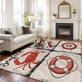 thumbnail image 2 of Vintage Coastal Area Rugs 8'x10', Washable Small Throw Rugs for Living Room Patio, Nautical Crab Lobster Anchor Retro Art Indoor Outdoor Rug Non-Slip Low Pile Carpet Runner Reversible Floor Mats, 2 of 8