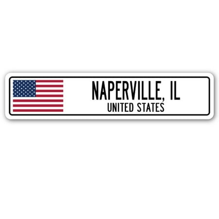 NAPERVILLE, IL, UNITED STATES Street Sign American flag city country   (America's Best Naperville Il)