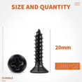thumbnail image 2 of 100 Pcs Stainless Steel Screws 18-8 A2 Cross Countersunk Head Ph 4 X 20 Mm Black Self Tapping Screws, Stainless Black Oxide Diy Wood Screw M4, 2 of 5