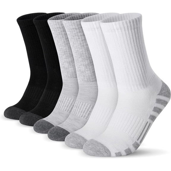 Athletic Socks Odorless Sport Running Socks Performance Cushioned Breathable Crew Socks for Men Women(6 Pairs)
