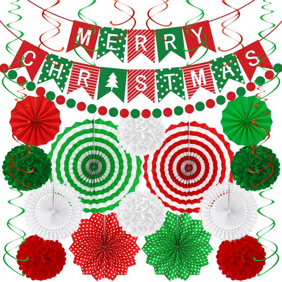 Set de 28 abanicos de papel para pancartas Heartome para decoración navideña