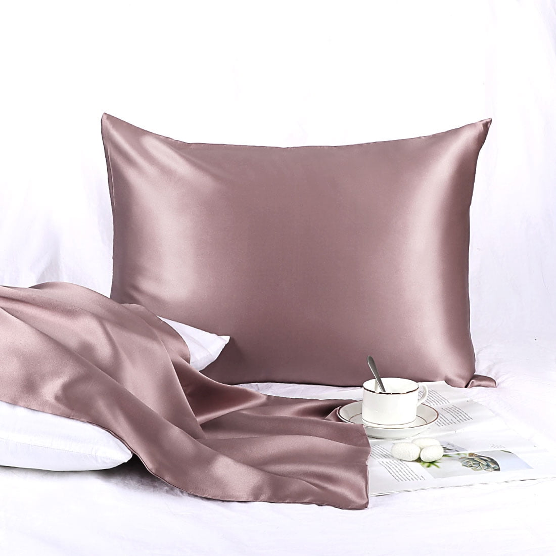 Unique Bargains Mulberry Silk Pillowcase for Skin 25 Momme Mauve Standard
