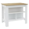 thumbnail image 2 of Cterwk 35" H Kitchen Island Table with 3 Open Storage Shelves, White + Light Brown, 2 of 5