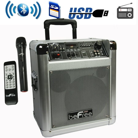 beFree Sound Sleek 8 Inch Professional Portable Bluetooth PA Speaker with Remote Control, Microphone, FM Radio, SD and USB Inputs