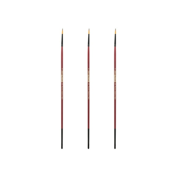 Creative Mark Ebony Splendor Long-Handled Synthetic Sable Paint Brush, Round # 8, Pack of 3, Teijin Multi-Filament Hair, Handcrafted Synthetic Paint Brushes for Acrylic, Watercolor Painting and More