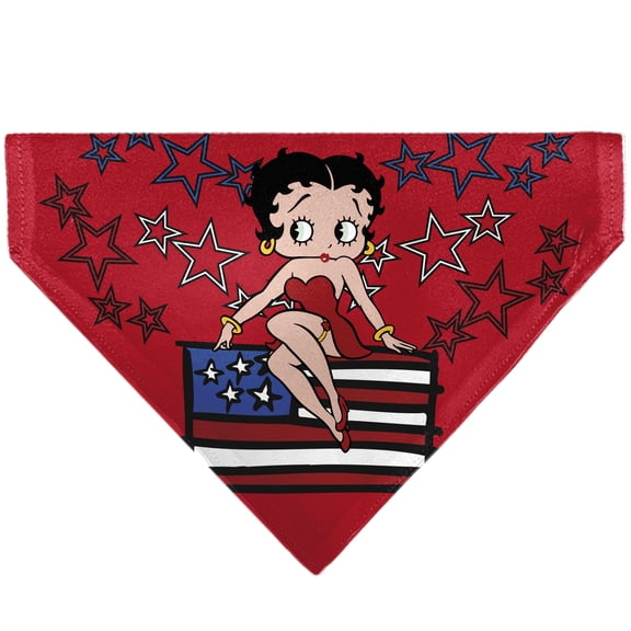 Betty Boop Pet Bandana Betty Boops Americana Stars and Stripes Pose Reds White Blue Slip On Collar Bandana Only