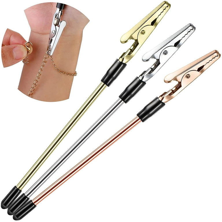  Bracelet Tool Jewelry Helper Hand Bracelet Helpers Fastening  and Hooking Equipment for Jewelry Bracelet Necklace Watch Clasps Zipper  Valentine's Gift 6.1 Inch, Gold Silver and Rose Gold (3 Pieces) : Arts