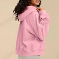 thumbnail image 6 of Htigea Full Zip Sweatshirts for Women Lace Splice Long Sleeve Hoodies Thin Fleece Hooded Pullover Tops Y2k Sweatshirt Pink XXL, 6 of 8