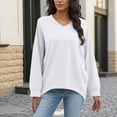 thumbnail image 2 of Aloohaidyvio Long Sleeve Shirts for Women,Fall Loose Business Blouses Soft Casual V Neck Basic Tops, 2 of 8