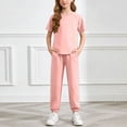 thumbnail image 2 of Kogui Outfit Sets Girls Summer Outfit Girl Matching 2pcs Sets Printed t-Shirt + Flare Leg Pants Size 7-8 (Pink,7-8 Years), 2 of 6