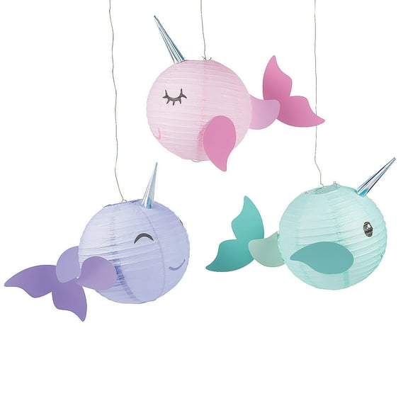 Narwhal Party Lanterns - Party Decor - 3 Pieces
