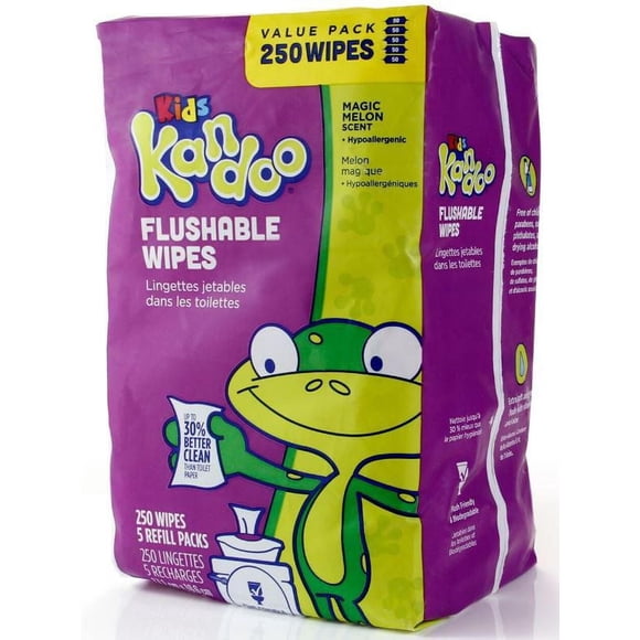 Kandoo Lingettes pour Tout-Petits Jetables dans les Toilettes Melon Magique Recharge