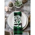 thumbnail image 2 of Lucky St. Patrick's Day Cloth Napkins Set of 8 Reusable Dinner Napkins, Green Four-leaf Grass Plaid Cocktail Napkin Washable Table Napkins for Wedding/Holiday Party/Baby Shower 20"x20", 2 of 7