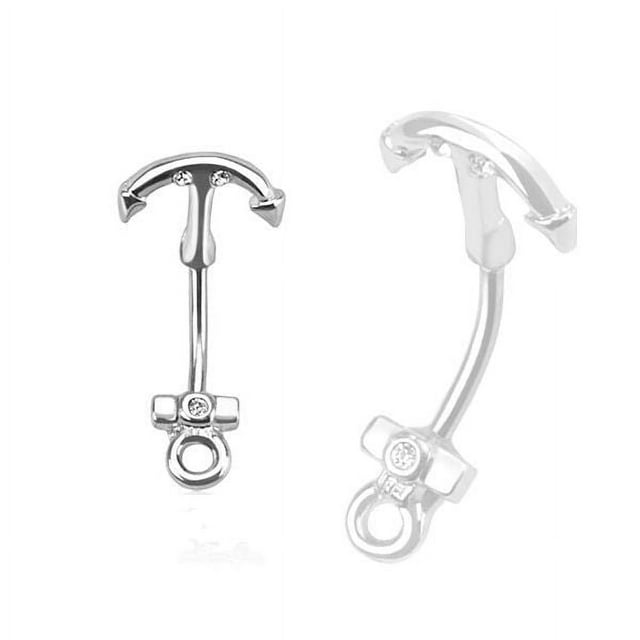 Anneau à Sourcils Design d'Ancre de Barre Courbée avec Bijoux Transparents 16G 5/16 Pouces