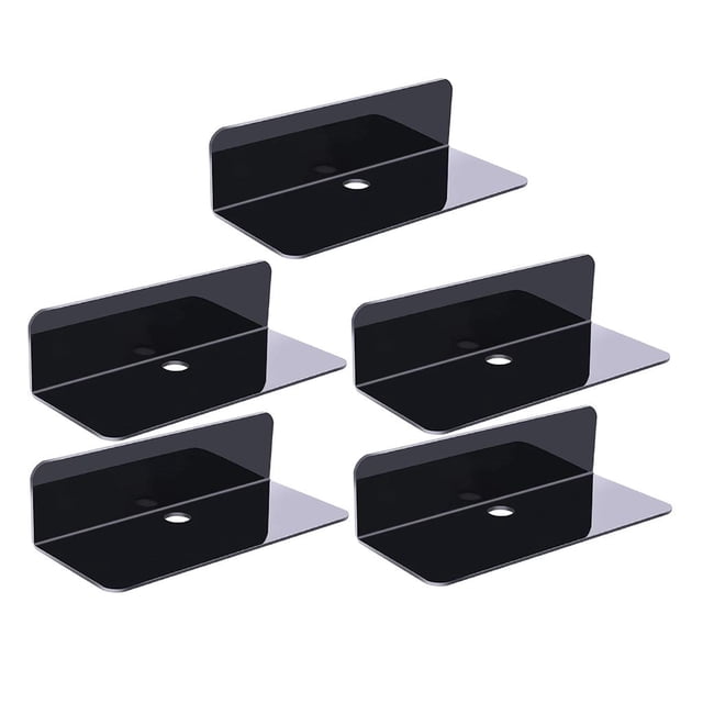 Estante flotante de acrílico autoadhesivo extraíble para muñeca 2/3/4/5/6 piezas 5 piezas negro Zulema Estantes de pared flotante de acrílico